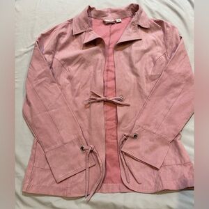 Cato Light Pink Suede Tie-front Jacket